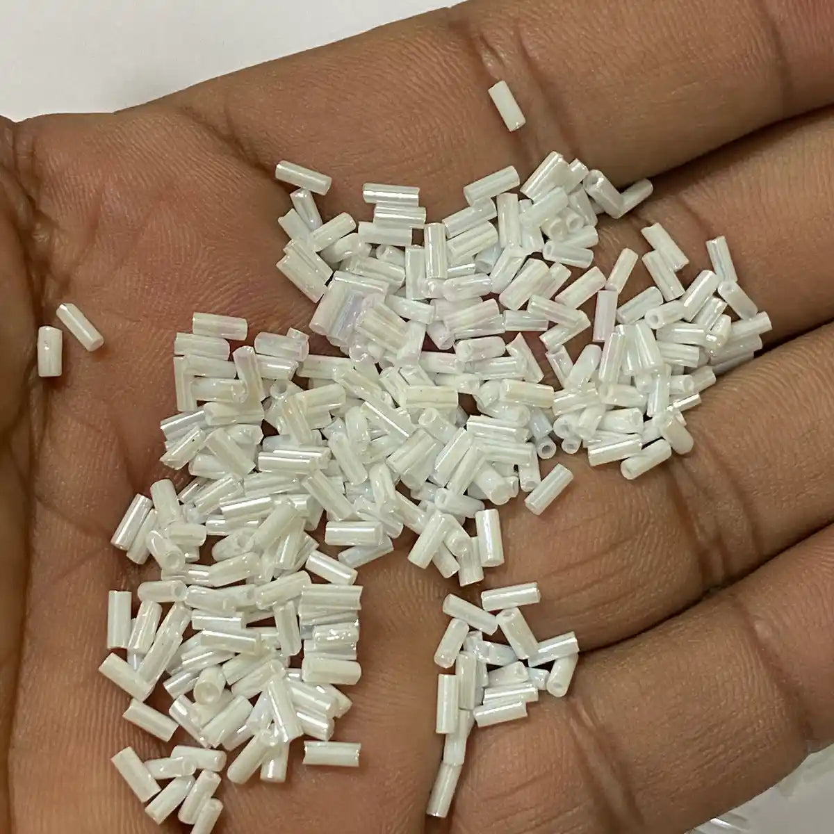 Matt Finish Cut Beads or Tube Beads (4mm) White Color (25grams)