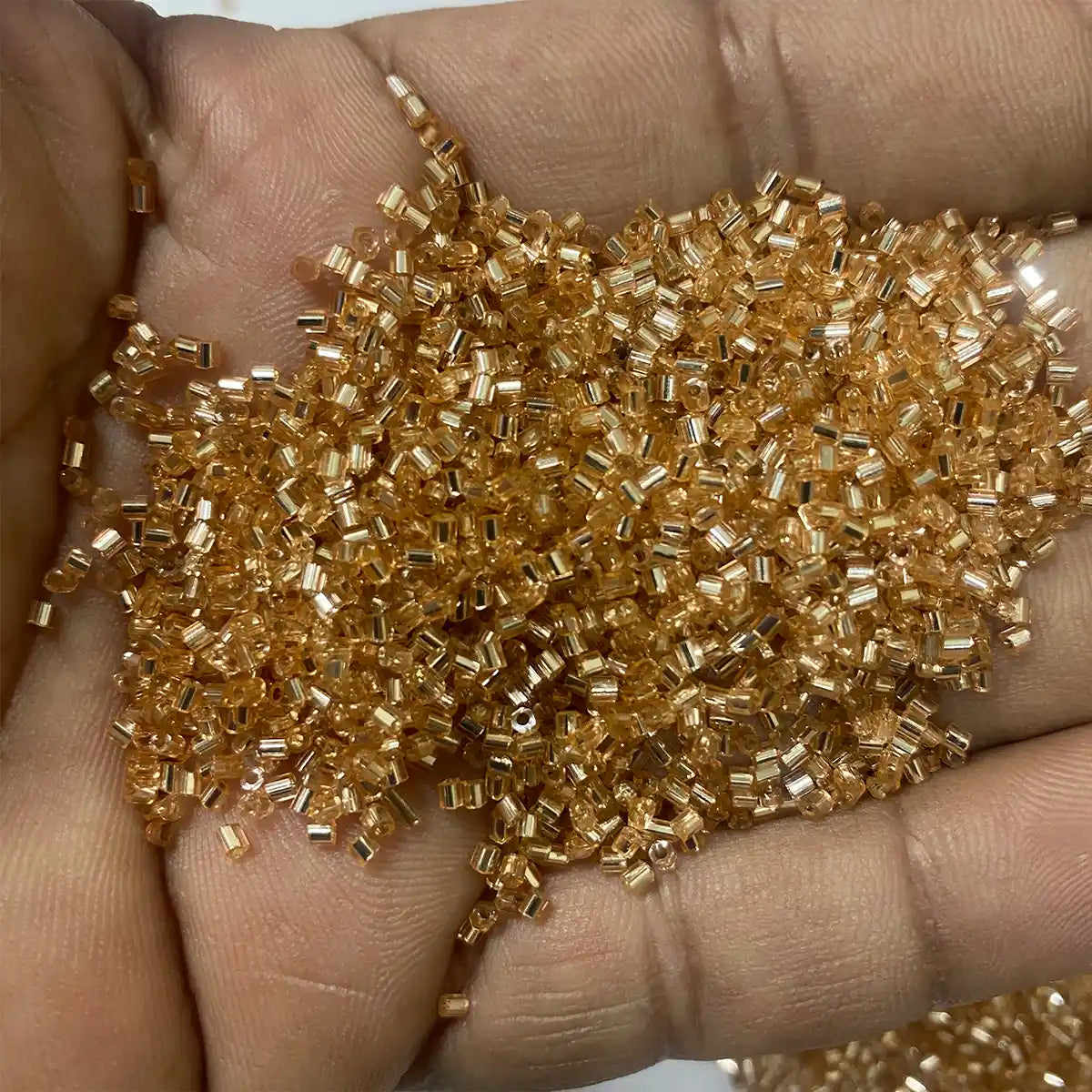 Micro Size 15-0(1.5mm) Cut Beads or Cutdana Light Orange Color - 25grams (Small Size)