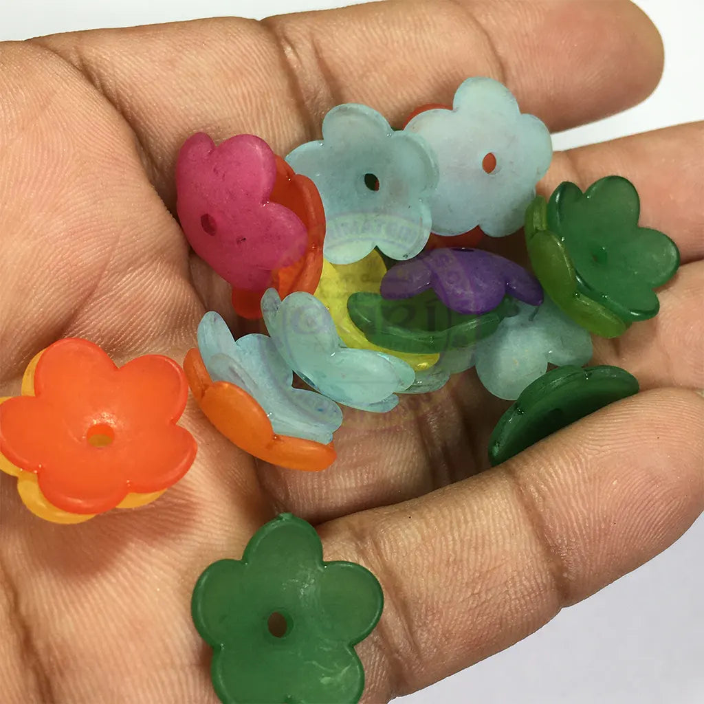 Mixed Color Clear Flower Cup Shape Brooch Material or Charms (10grams)