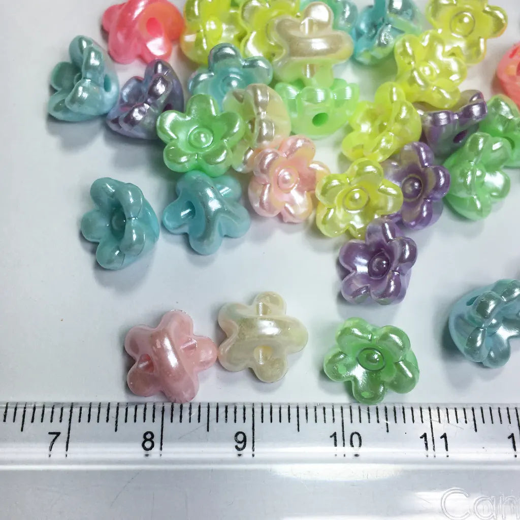 Mixed Color Flower Beads or Charms 10x12x6mm(10grams)