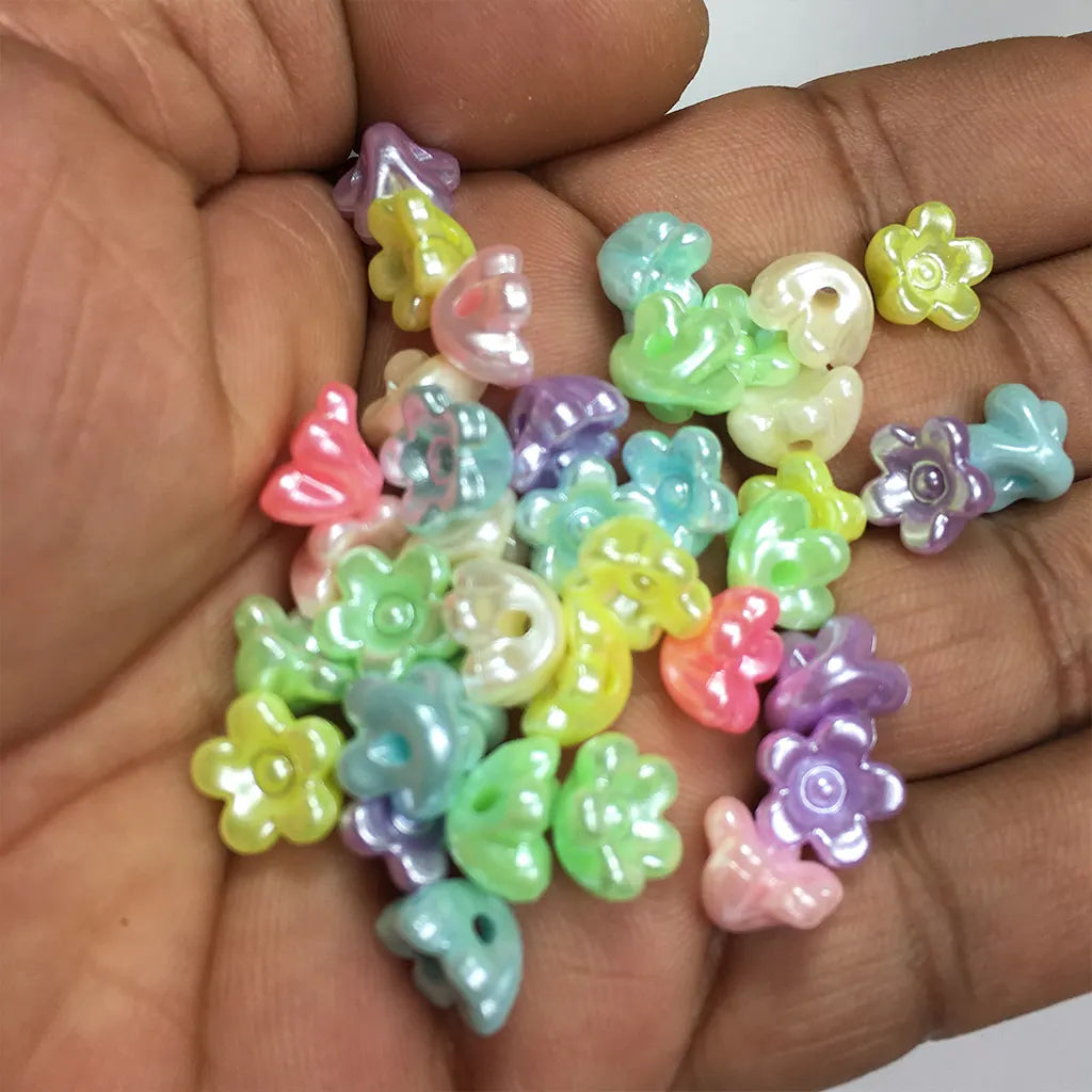 Mixed Color Flower Beads or Charms 10x12x6mm(10grams)
