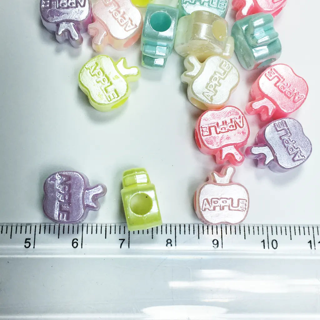 Mixed Color Apple Beads or Charms (10grams)