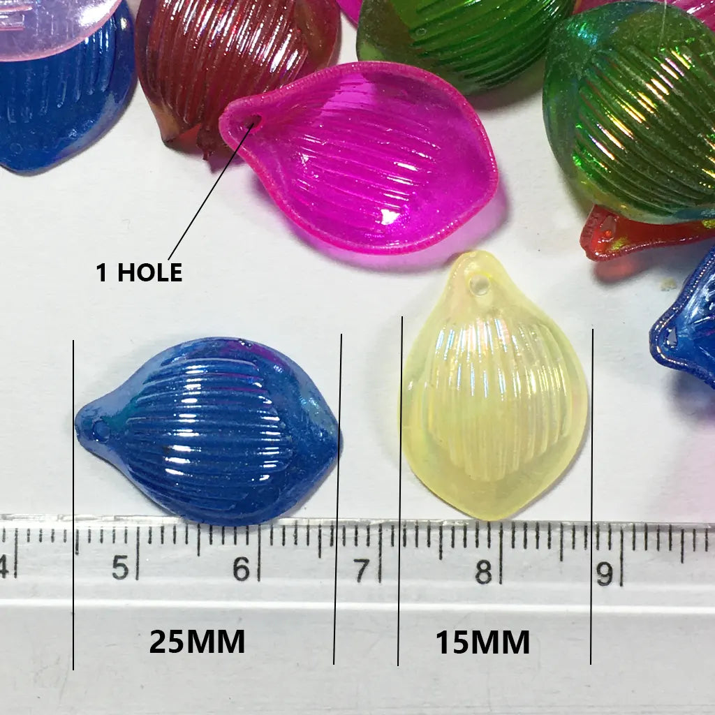 Mixed Color Transparent Acrylic Flower Petal Leaves Beads Charm - 25x15mm (10 grams)