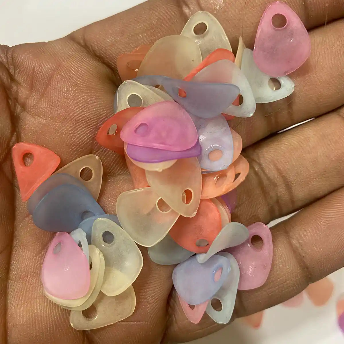 Mixed Color Frosted Acrylic Flower Petals Leaves Beads Charm 16X12mm (10 Grams)