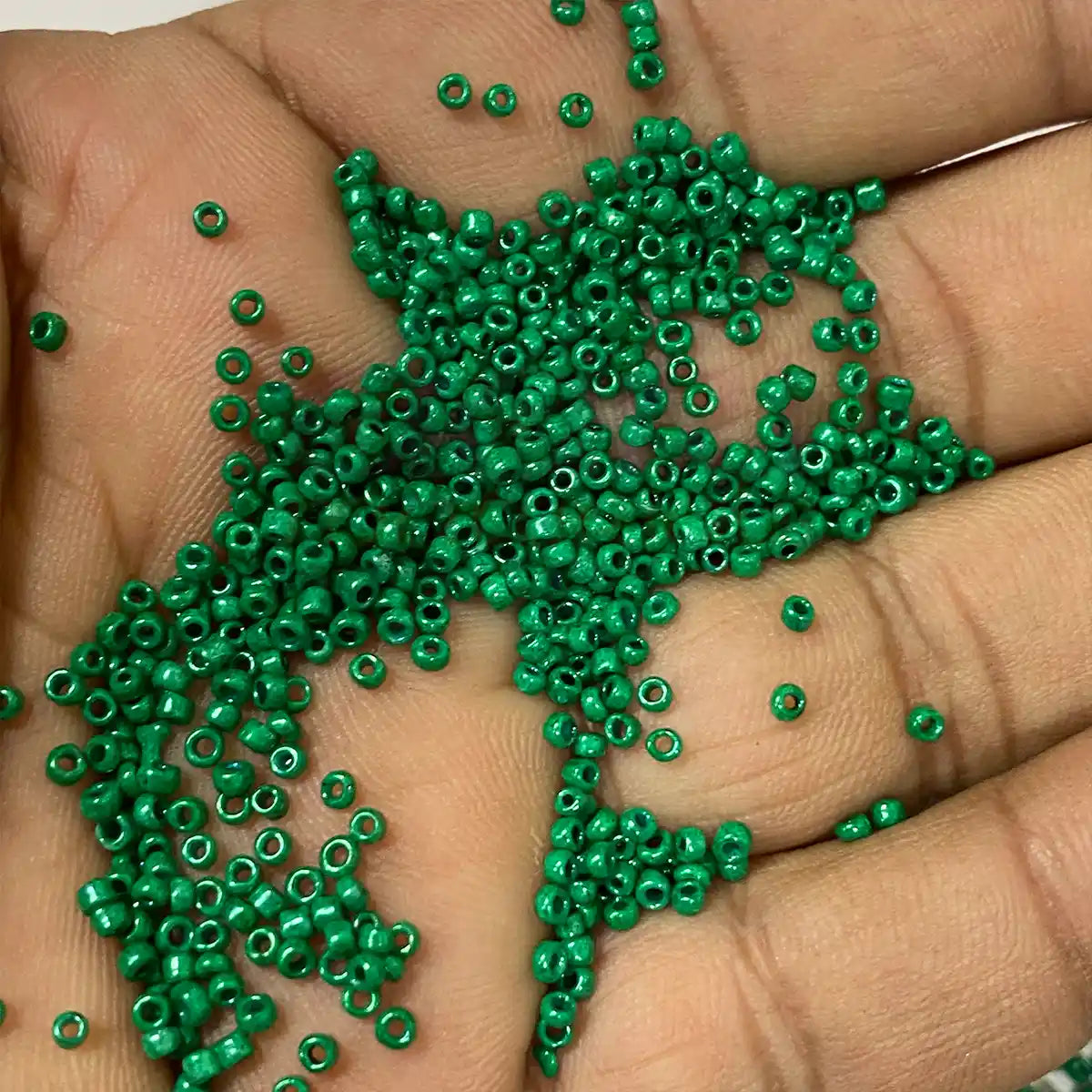 Opaque Seed Beads 2MM Green Color(25grams)