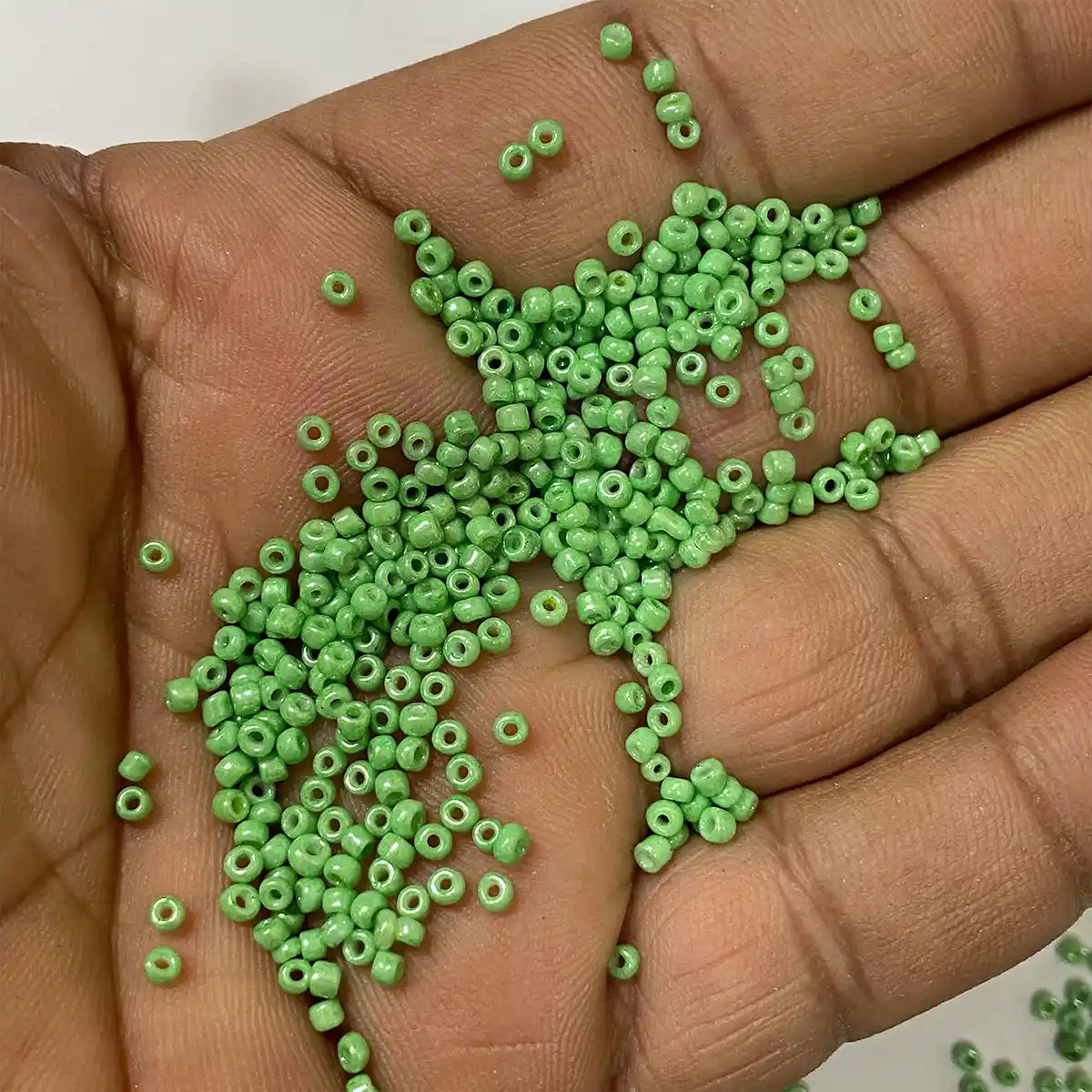 Opaque Seed Beads 2MM Light Green Color (25grams)