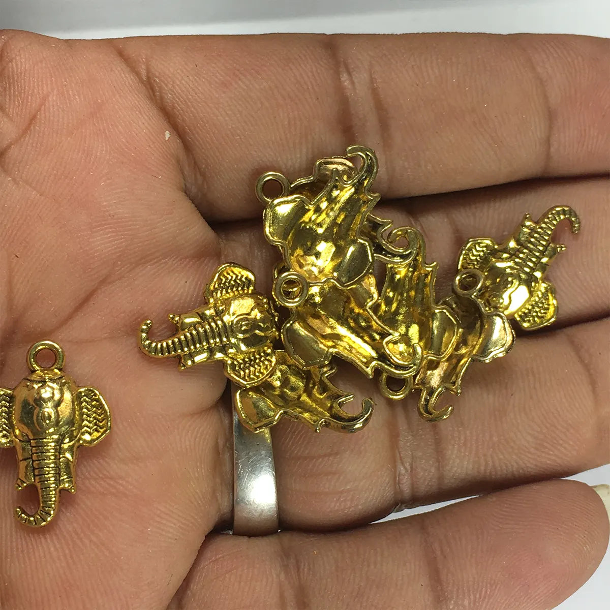 Oxidized Lord Ganesha Shaped Metal Charms for Jewelry Making and Crafting (Pack of 10 Pieces)