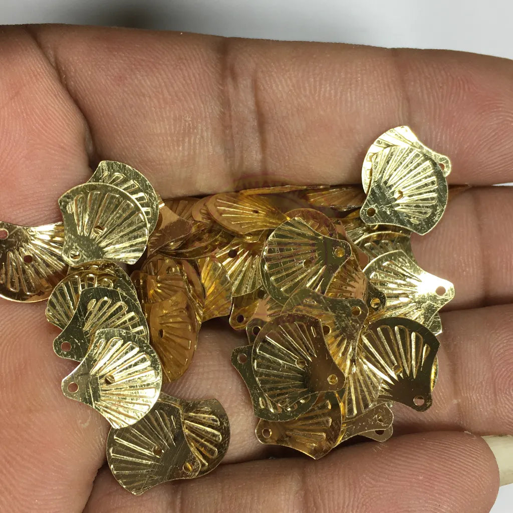 Paillette Shell Shape Sequins Sewing 12mm Gold Color