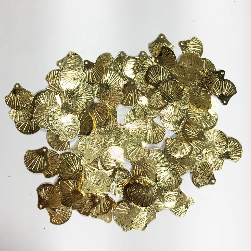 Paillette Shell Shape Sequins Sewing 12mm Gold Color