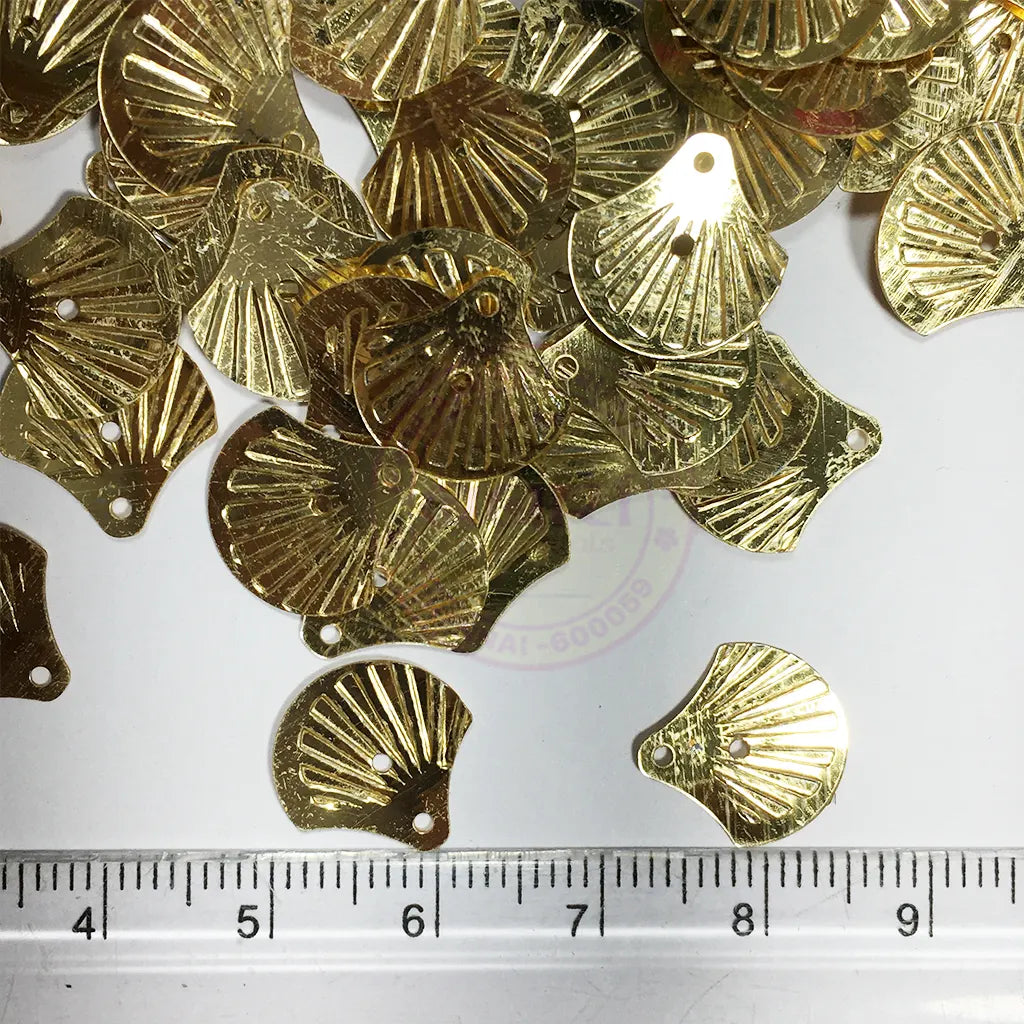 Paillette Shell Shape Sequins Sewing 12mm Gold Color