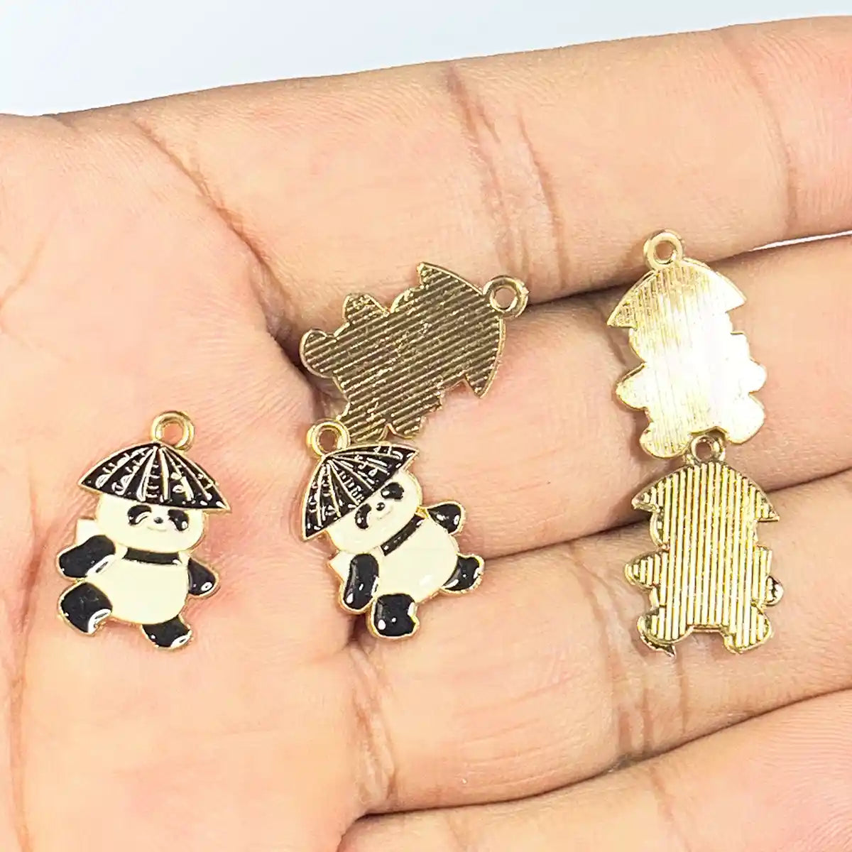 Panda Charm With Cap for Keychains Bracelets Making - Pack of 1 Piece