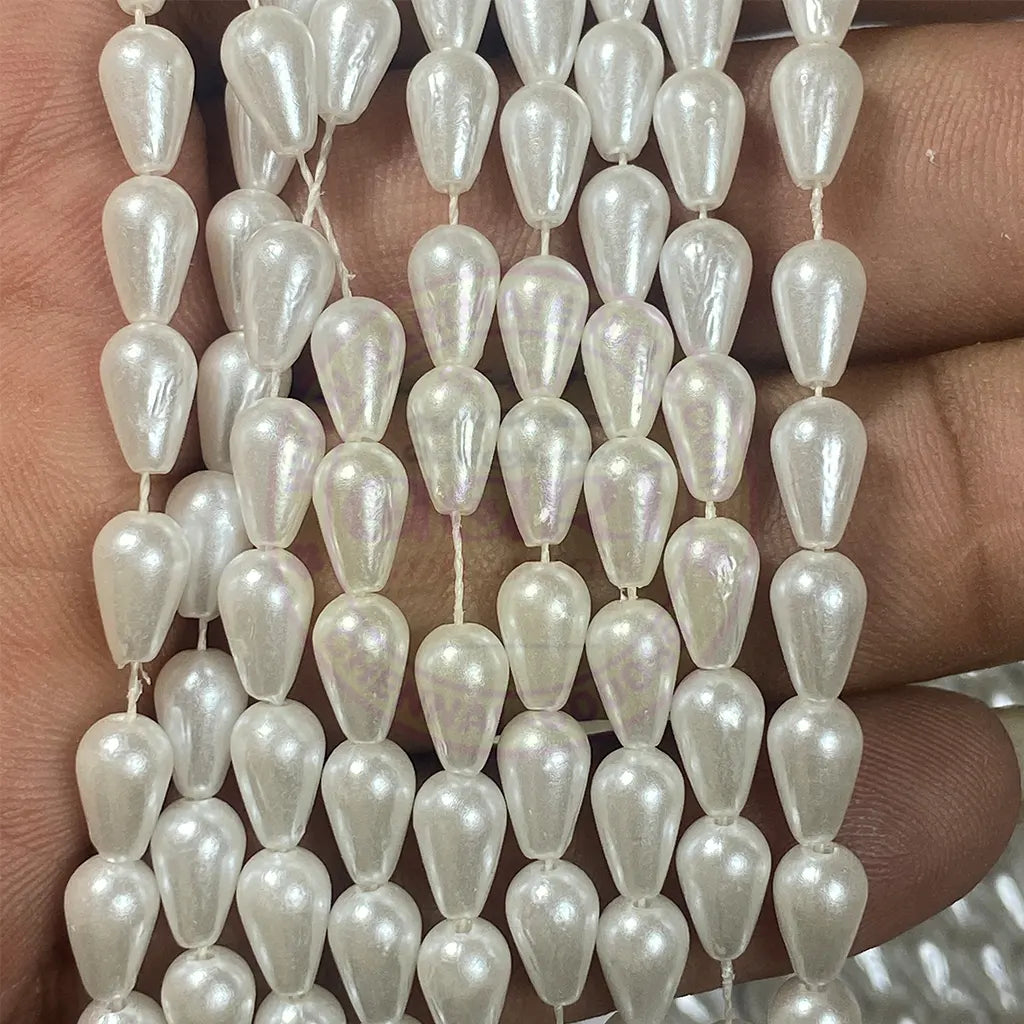 Pearl White Color - Drop Beads 8x5mm (7mm) 3lines
