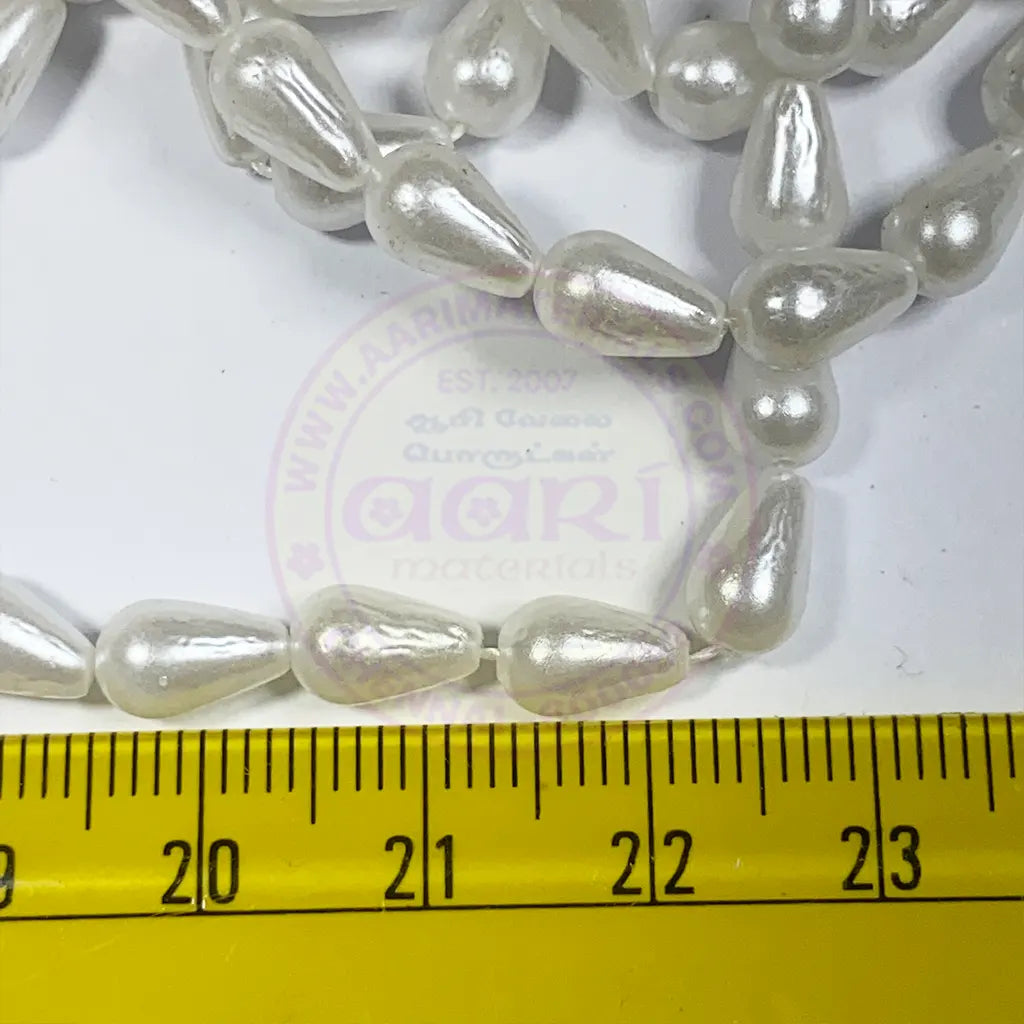 Pearl White Color - Drop Beads 8x5mm (7mm) 3lines
