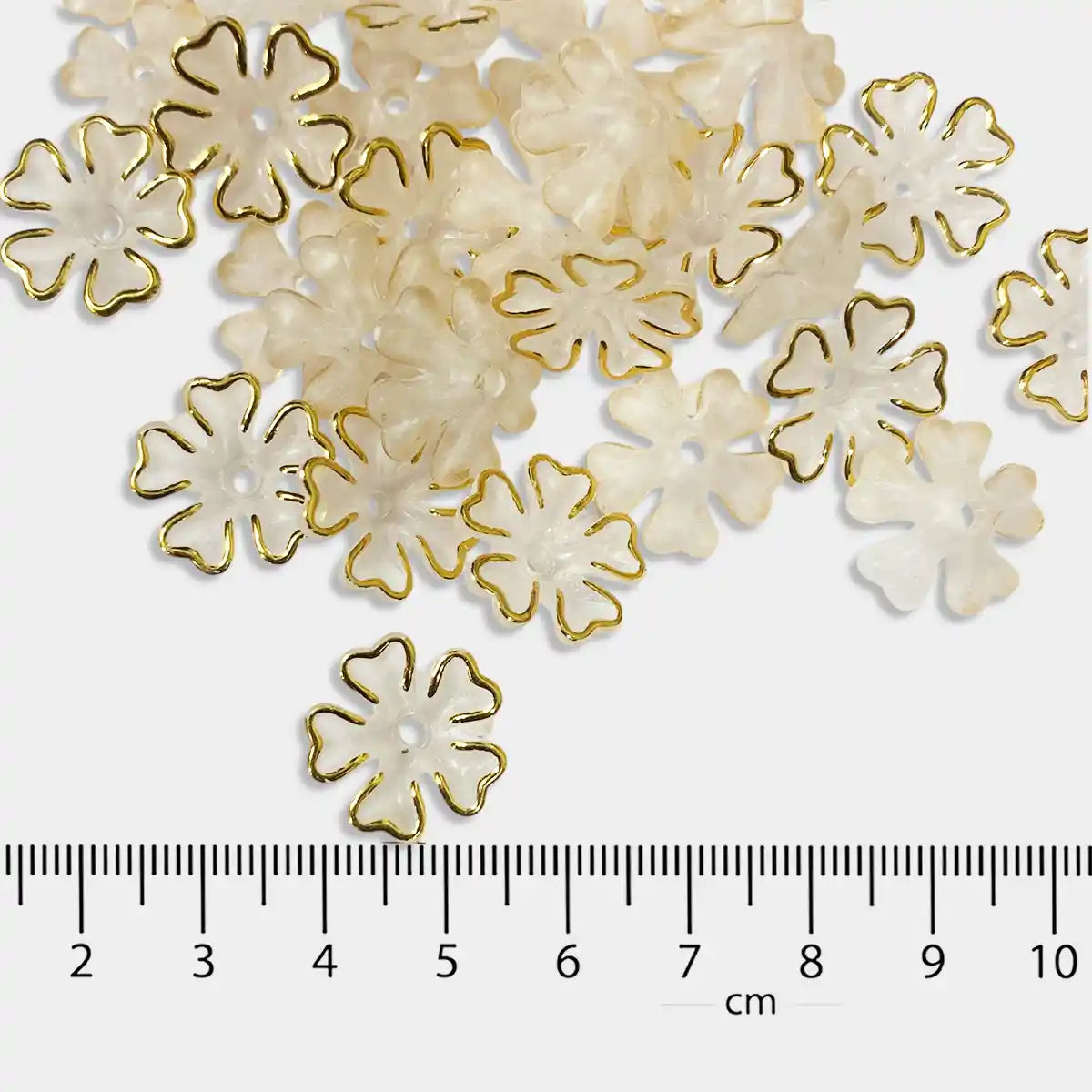 Petal Flower Creamy White Pearl with Gold Border Pack of 10 grams