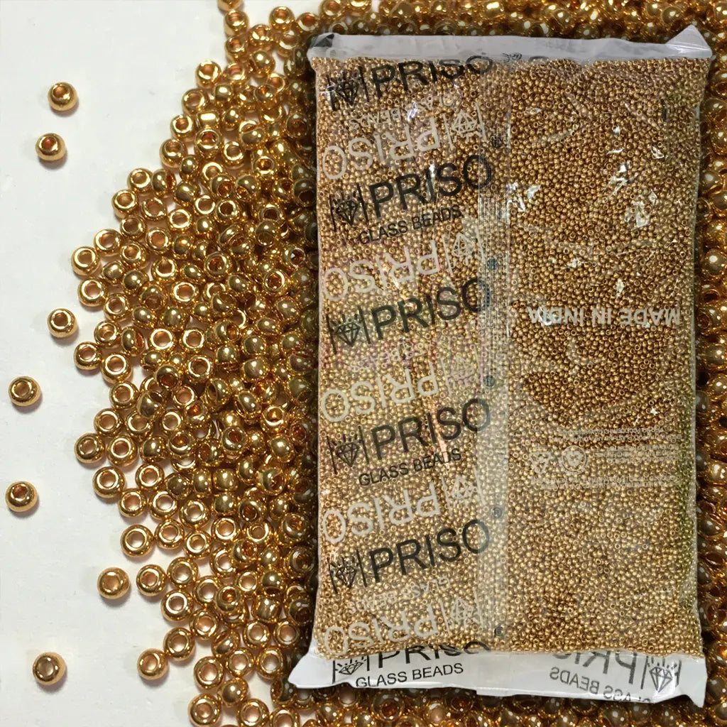 (Priso Brand) Seed or Sugar Beads 12-0 Gold Color 450Grams Full Pack