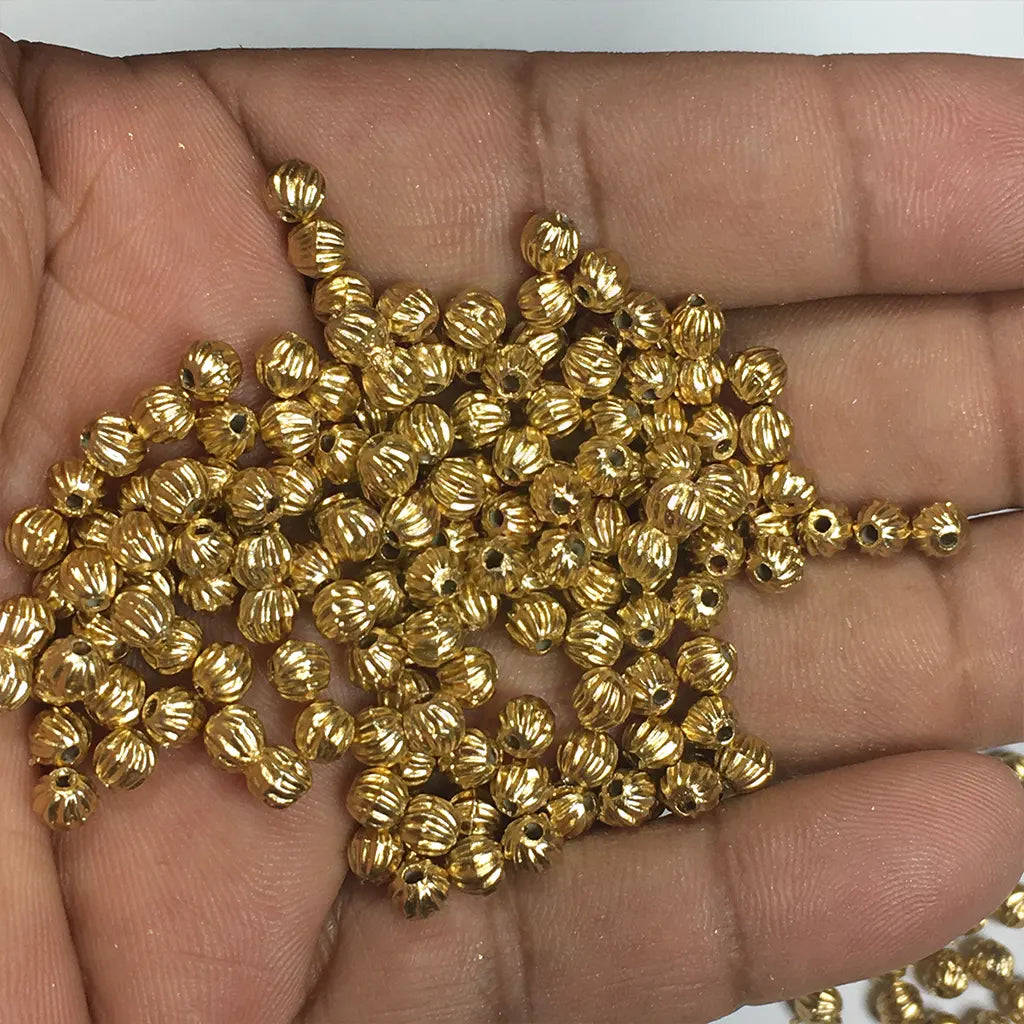 Pumpkin Beads Gold Color 5mm (15grams) For Aari Work