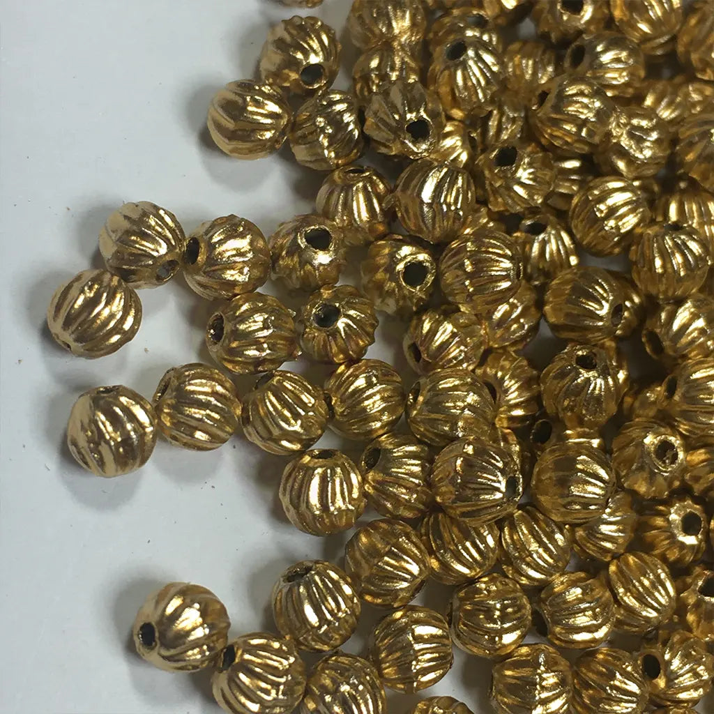 Pumpkin Beads Gold Color 5mm (15grams) For Aari Work