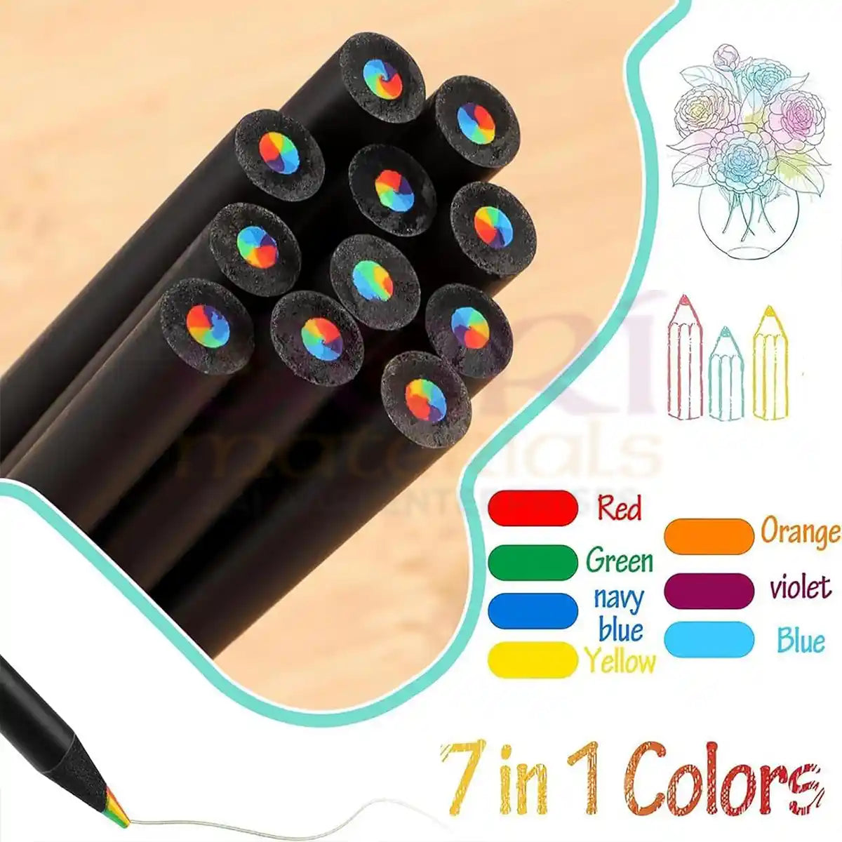 Rainbow Pencils for Drawing Sketching - Pack of 1 Piece