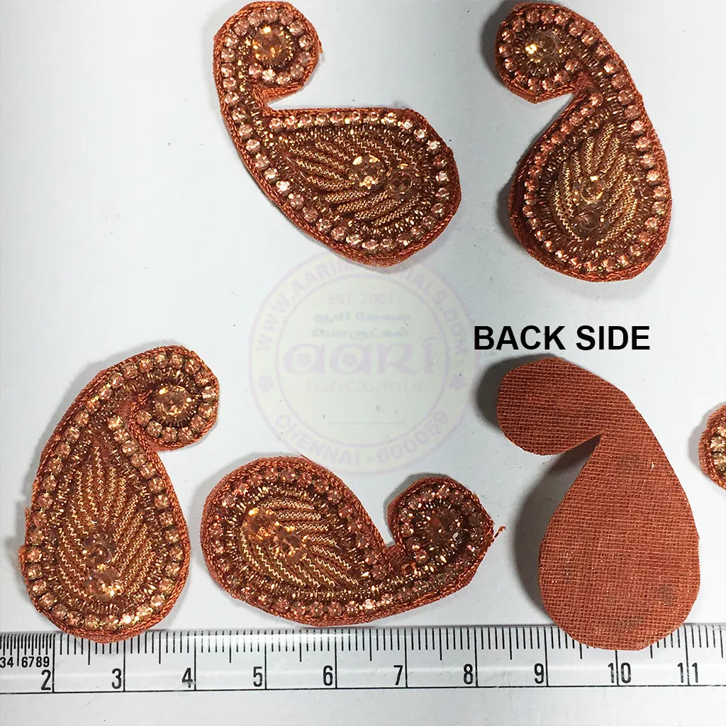 Ready made Patch Copper Color Mango Shape 2pcs No.997