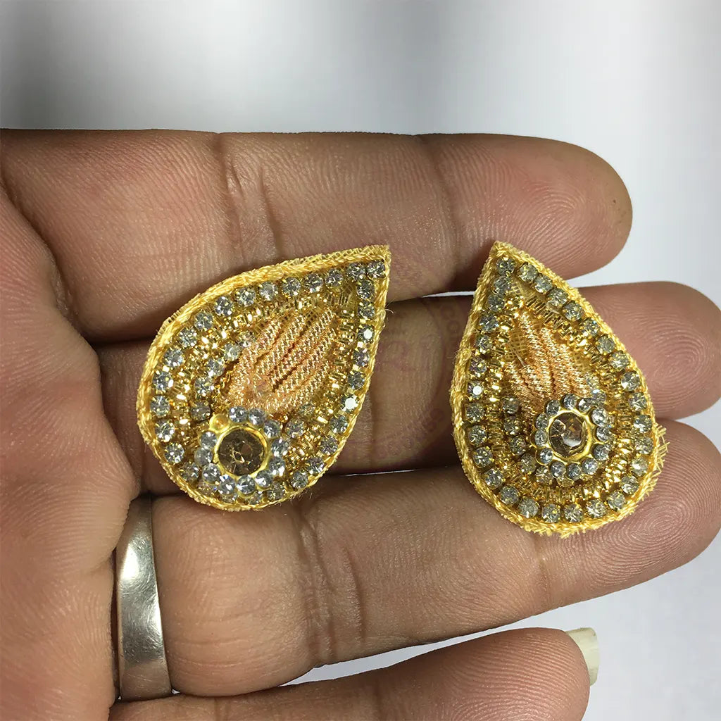 Ready made Patch Gold Color Drop Shape 1pc No.998
