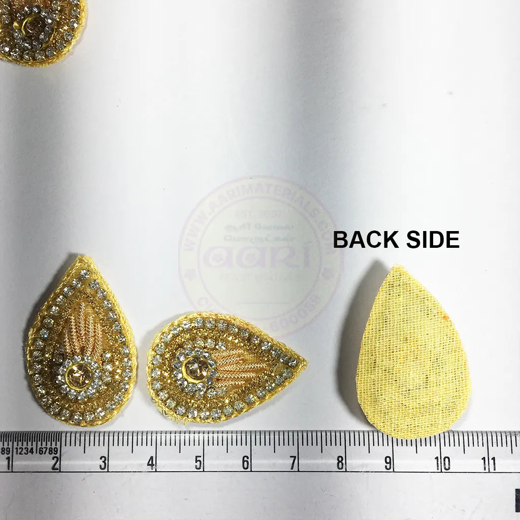 Ready made Patch Gold Color Drop Shape 1pc No.998