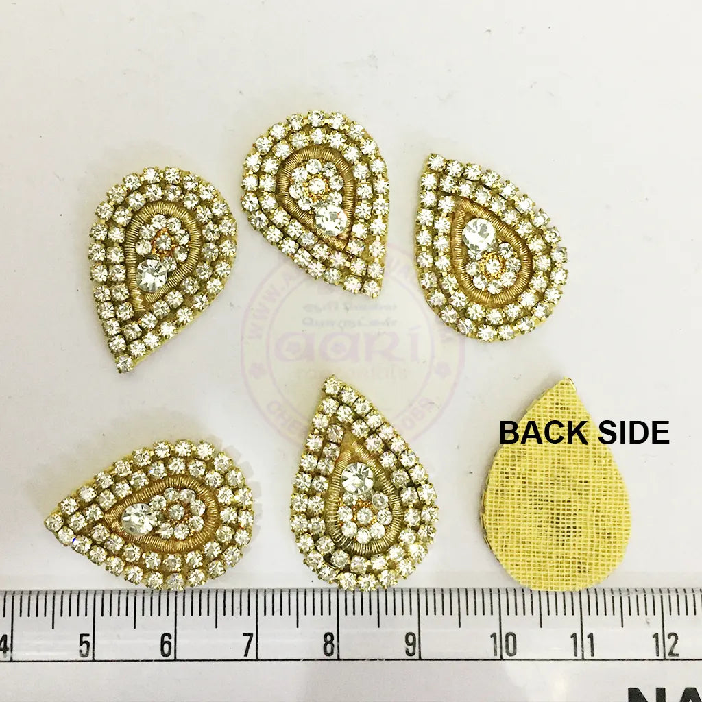 Ready made Patch Gold Color Drop Shape 1pcs No.999