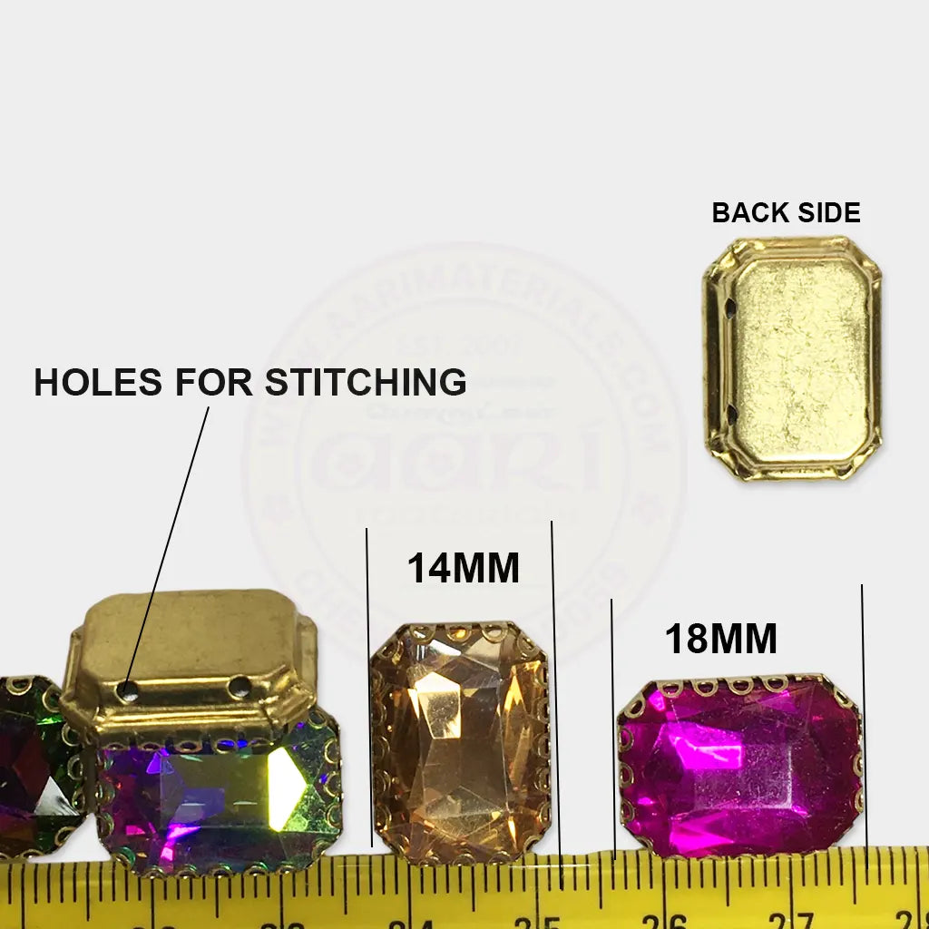 Rectangle Shape Clip Stone 18x14mm (1pc)