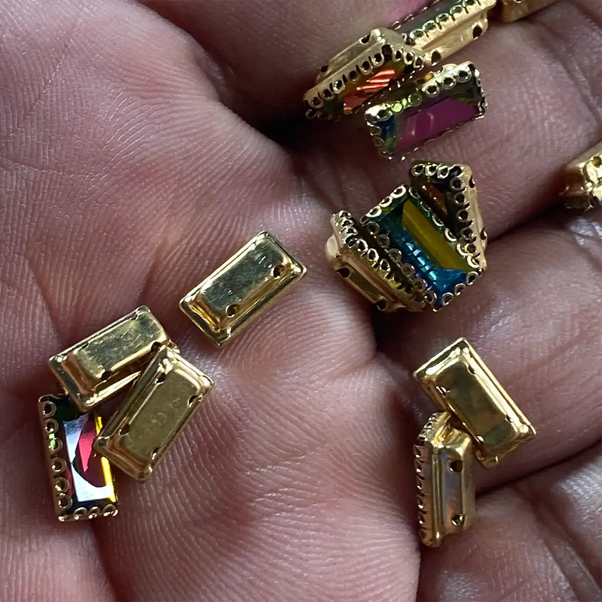 Rectangle Clip Kundan Stone Stitchable (Size: 10mm x 5mm) - Pack of 1pc
