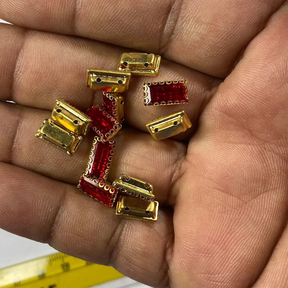 Rectangle Clip Kundan Stone Stitchable (Size: 10mm x 5mm) - Pack of 1pc