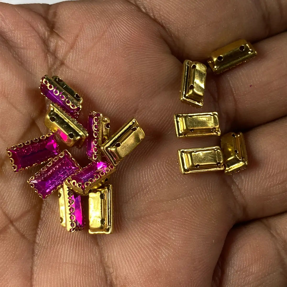 Rectangle Clip Kundan Stone Stitchable (Size: 10mm x 5mm) - Pack of 1pc