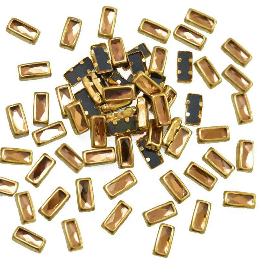 Rectangle Framed Kundan Stone Flat Back Mount 7.5x3.5MM (20grams)