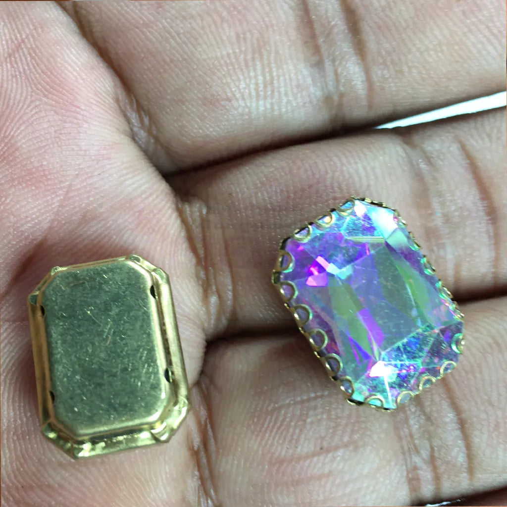Rectangle Shape Clip Stone 18x14mm (1pc)
