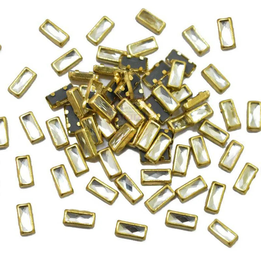 Rectangle Framed Kundan Stone Flat Back Mount 7.5x3.5MM (20grams)