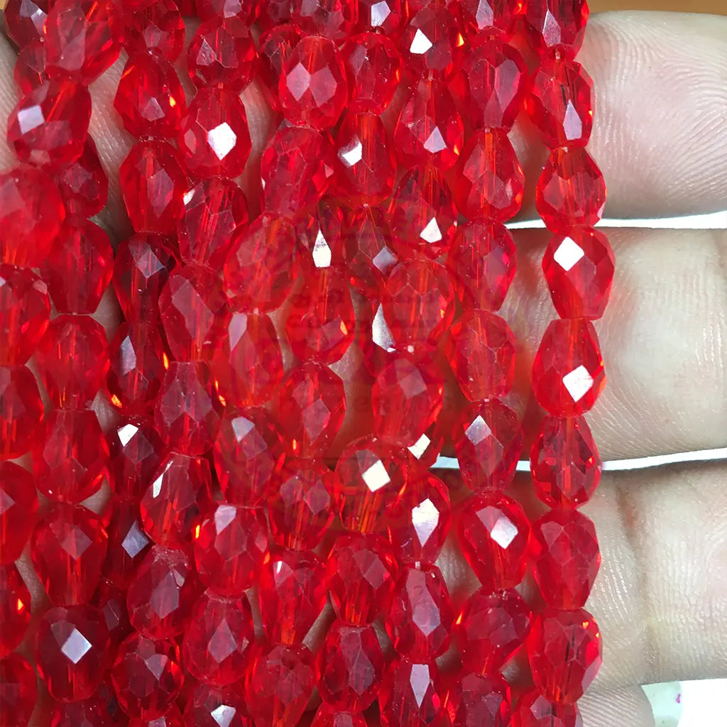 Red Color Teardrop Crystal Briolette Beads (8mmx6mm) 1line
