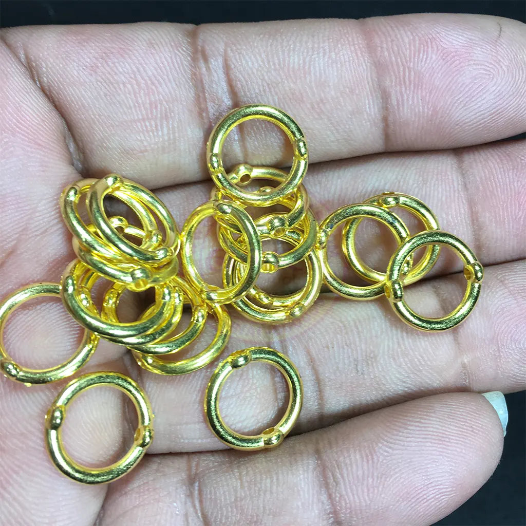 Ring Gold Color with Side hole for Jewelry Making (15mm)