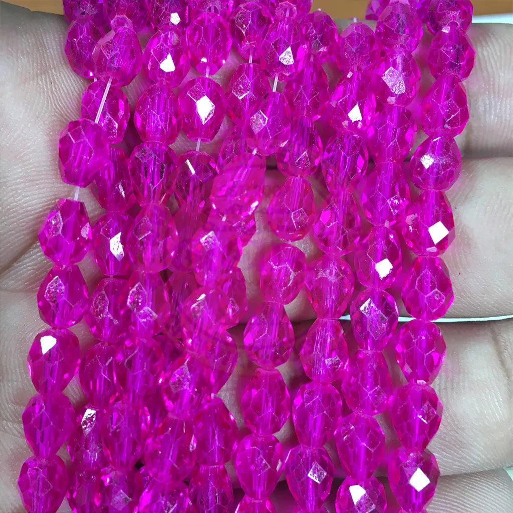 Rose Color Teardrop Crystal Briolette Beads (8mmx6mm) 1line