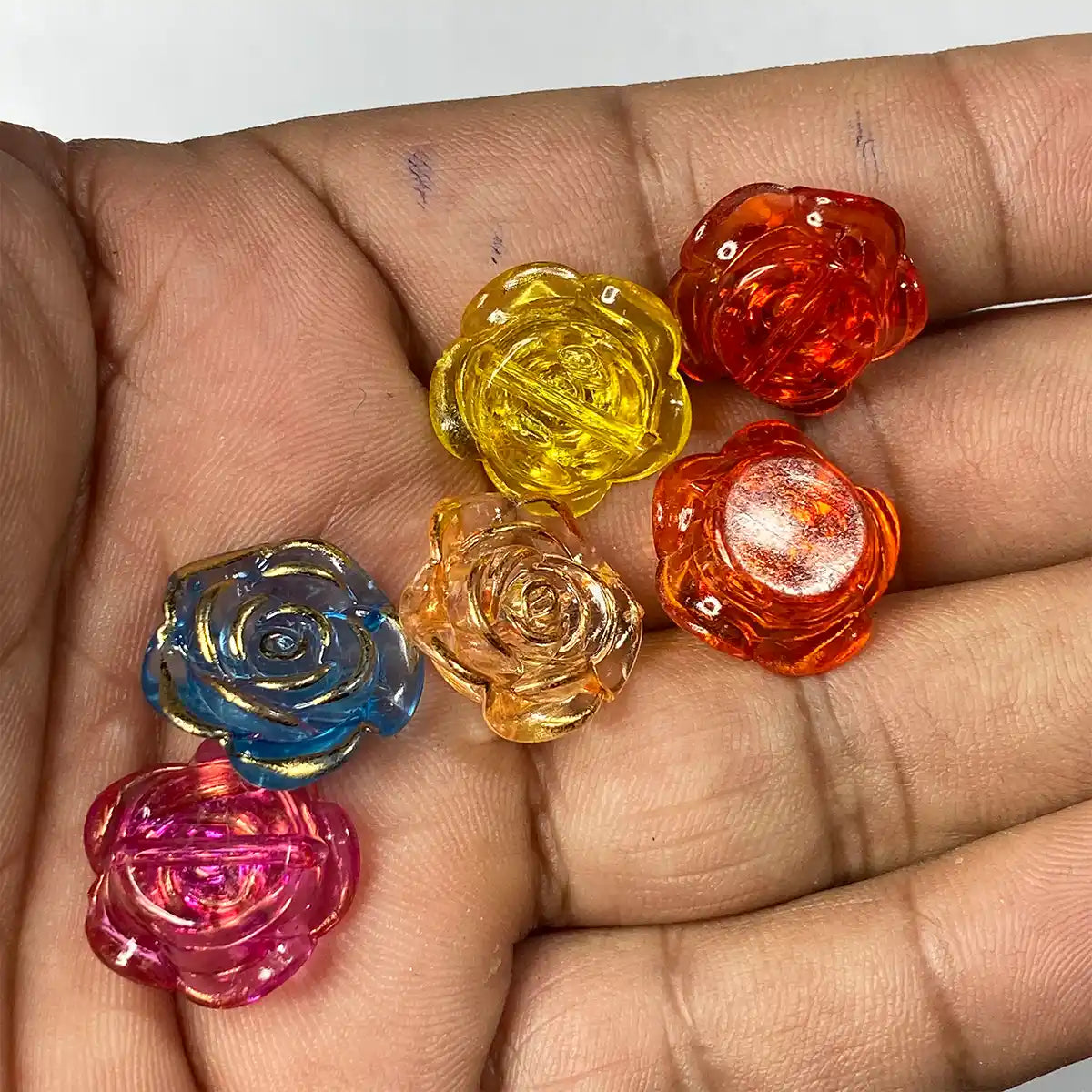Rose Flower Beads Mixed Colors 20mm-  Pack of 10grams