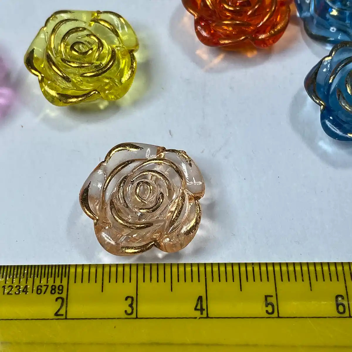 Rose Flower Beads Mixed Colors 20mm-  Pack of 10grams