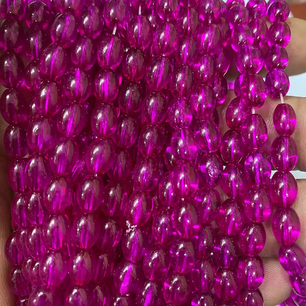 Rose Color Oval Shape Beads Size-6mmx8mm - Pack of 1 string