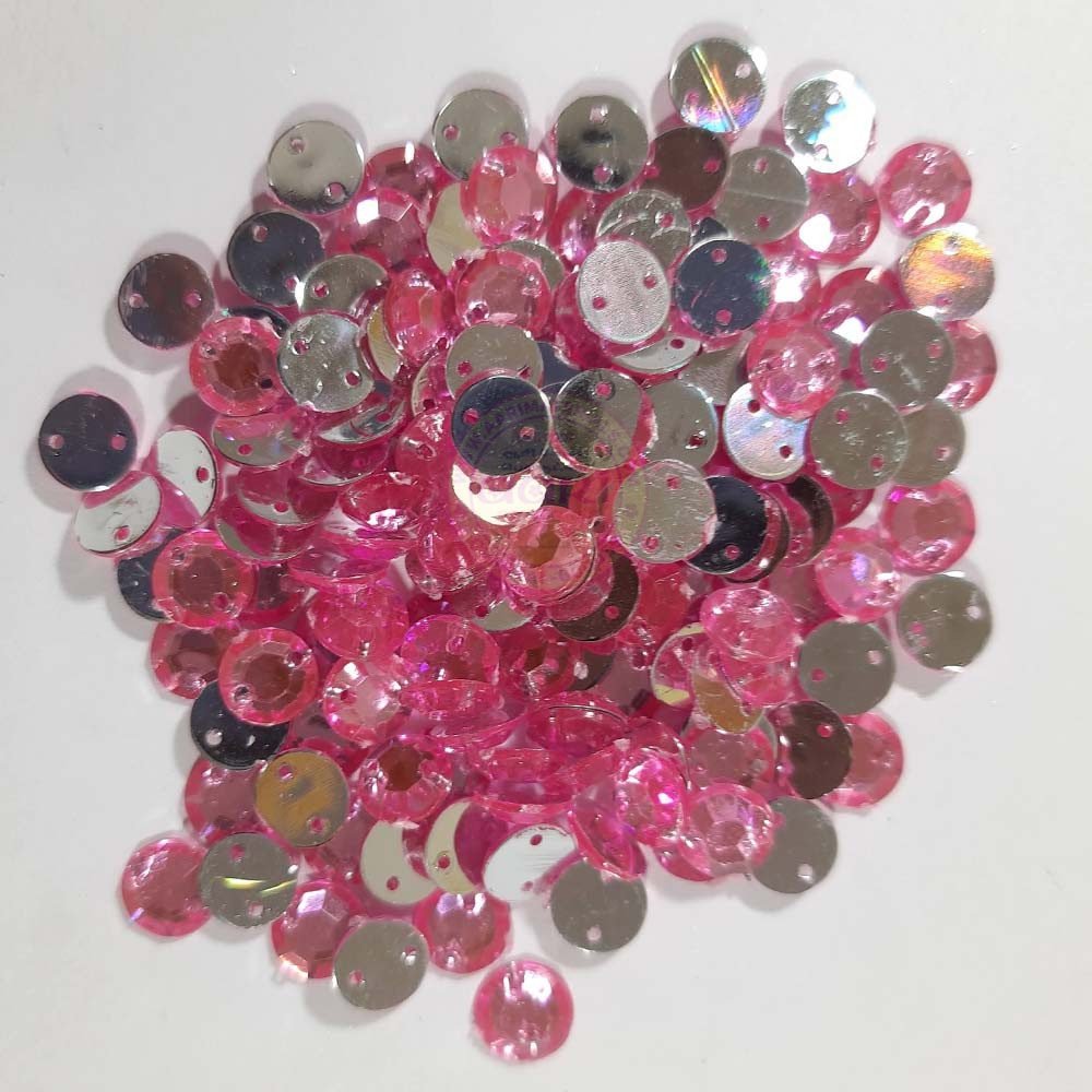 Round Shape Kundan Stone with Hole 8mm Color Pink (10g)