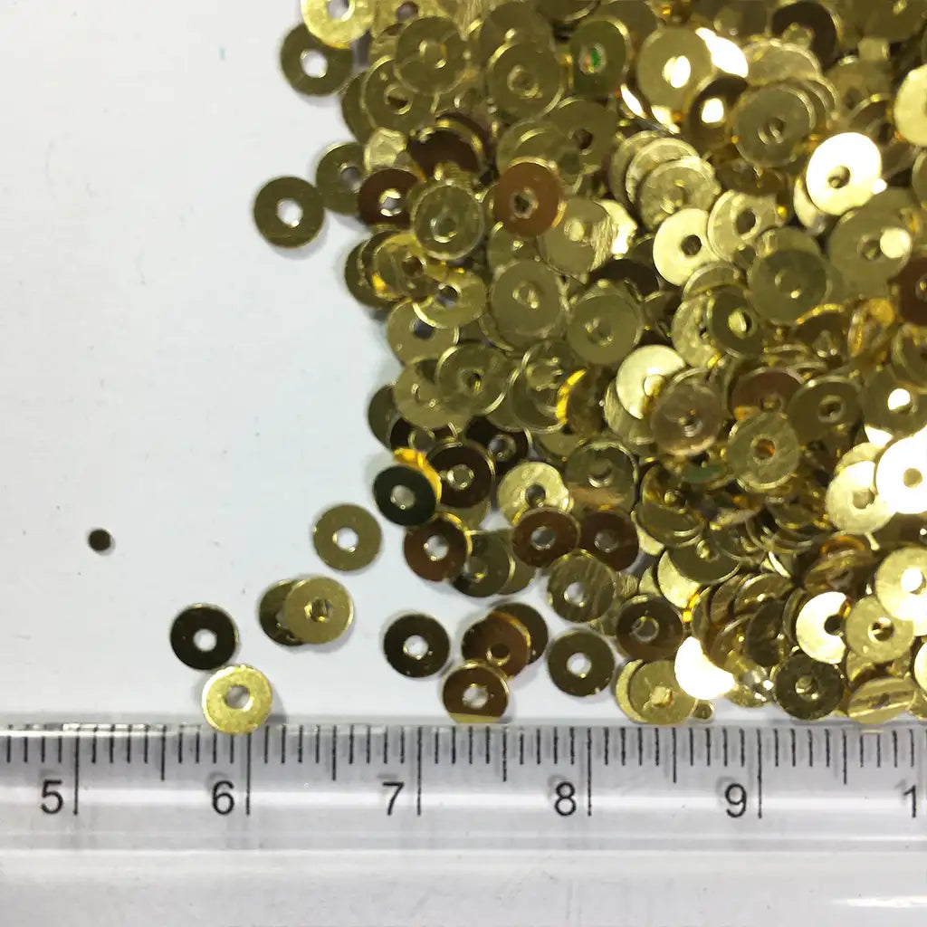 Jamki or Chamki Sequence or Round Shape Sewing Sequins Color Yellow Gold 4MM (10g)