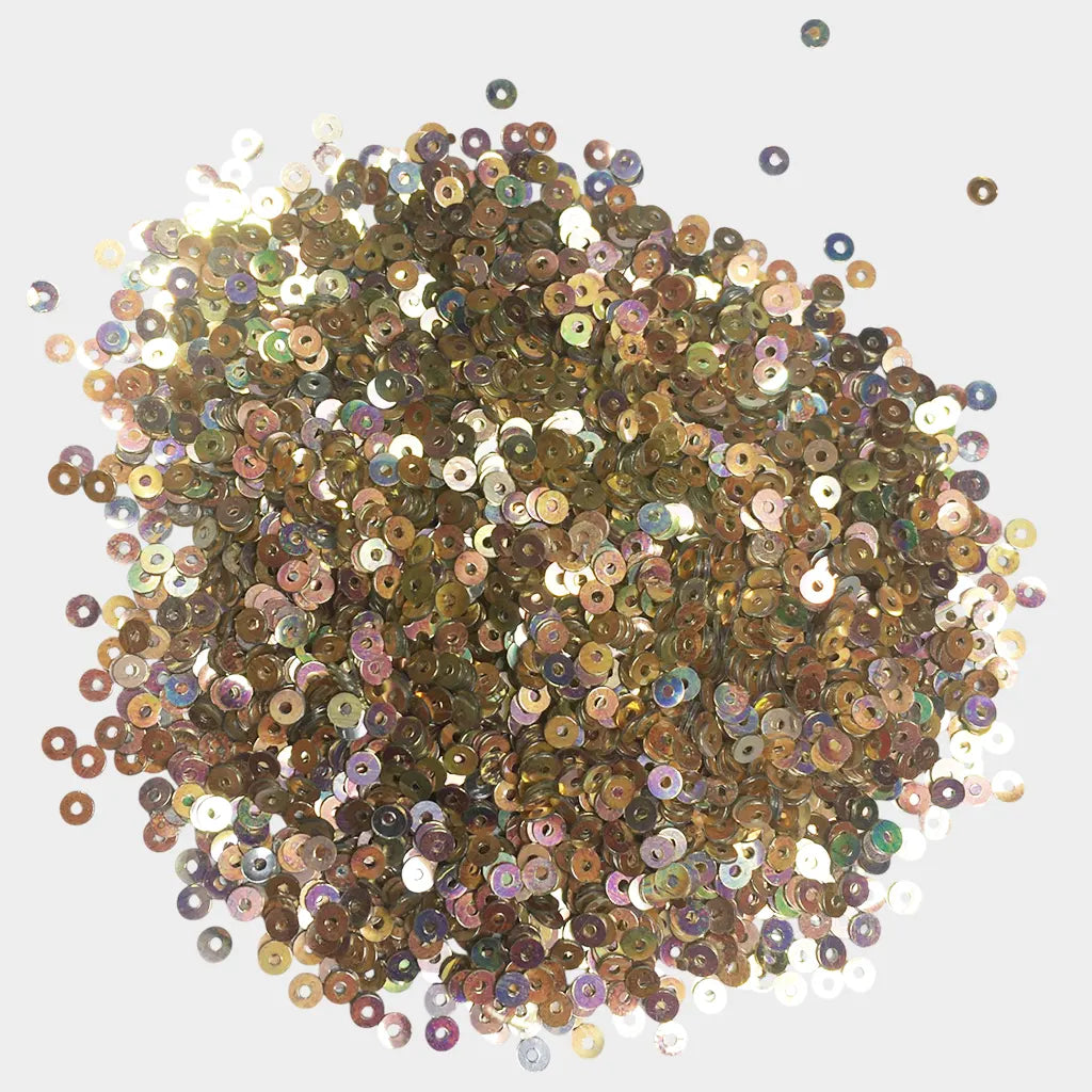 Round Shape Sewing Sequins Gold with Copper Shade Color 3MM (10grams)
