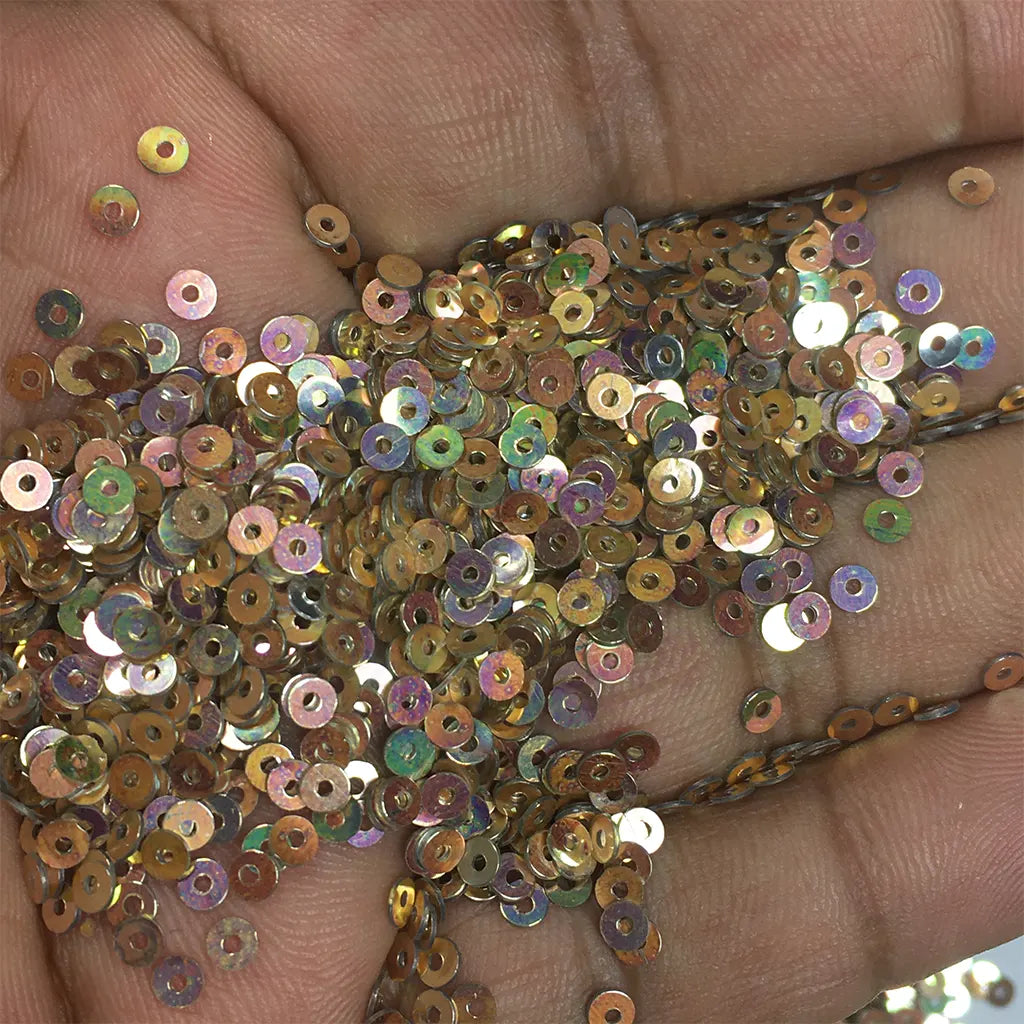 Round Shape Sewing Sequins Gold with Copper Shade Color 3MM (10grams)