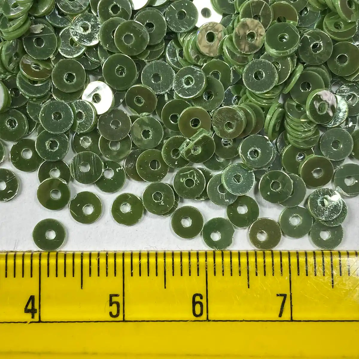 Round Shape Sewing Shiny Sequins Celadon Green Color 4MM (10grams)