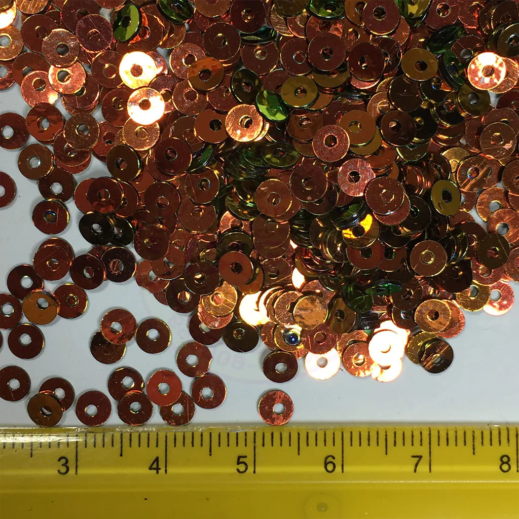 Round Shape Sewing Shiny Sequins Green with Gold Shade Color 4MM (10grams)
