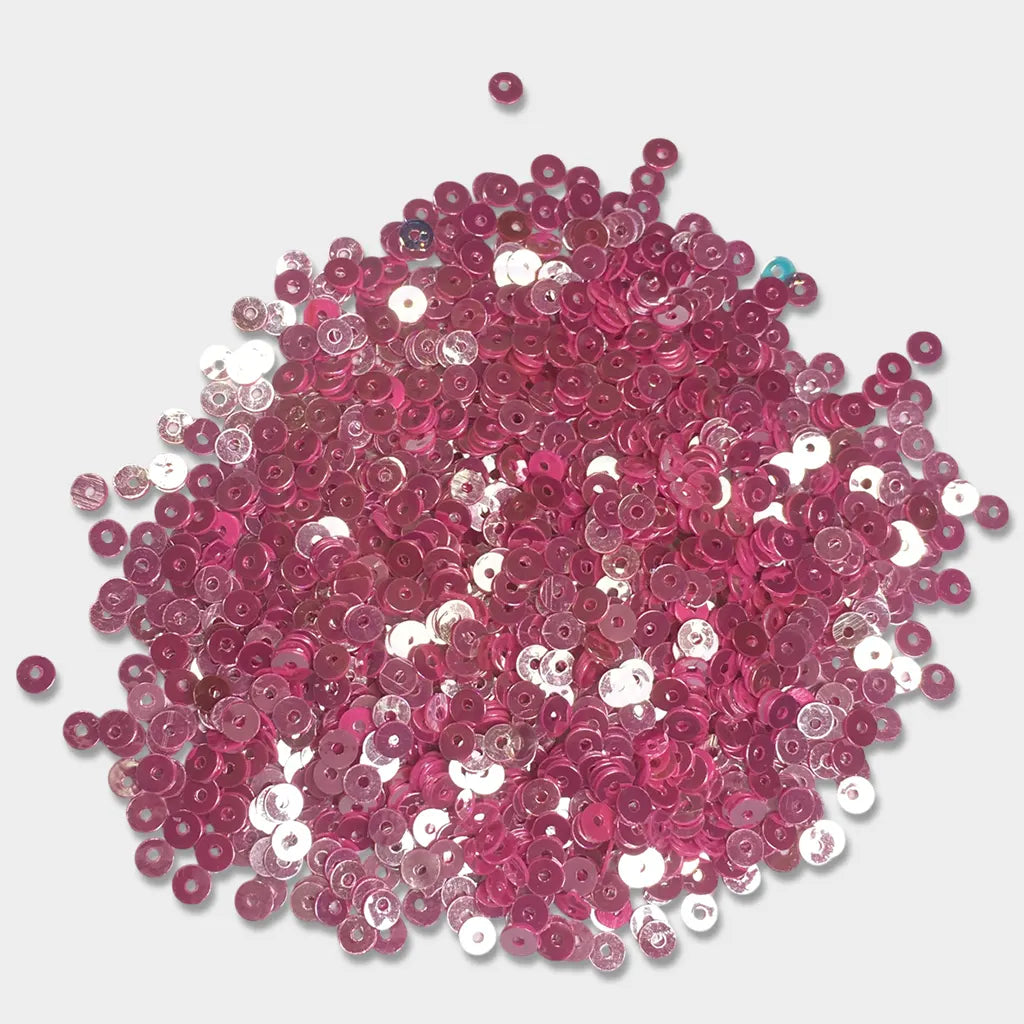 Round Shape Sewing Shiny Sequins Pink with Silver or Rainbow Shade Color 4MM (10grams)