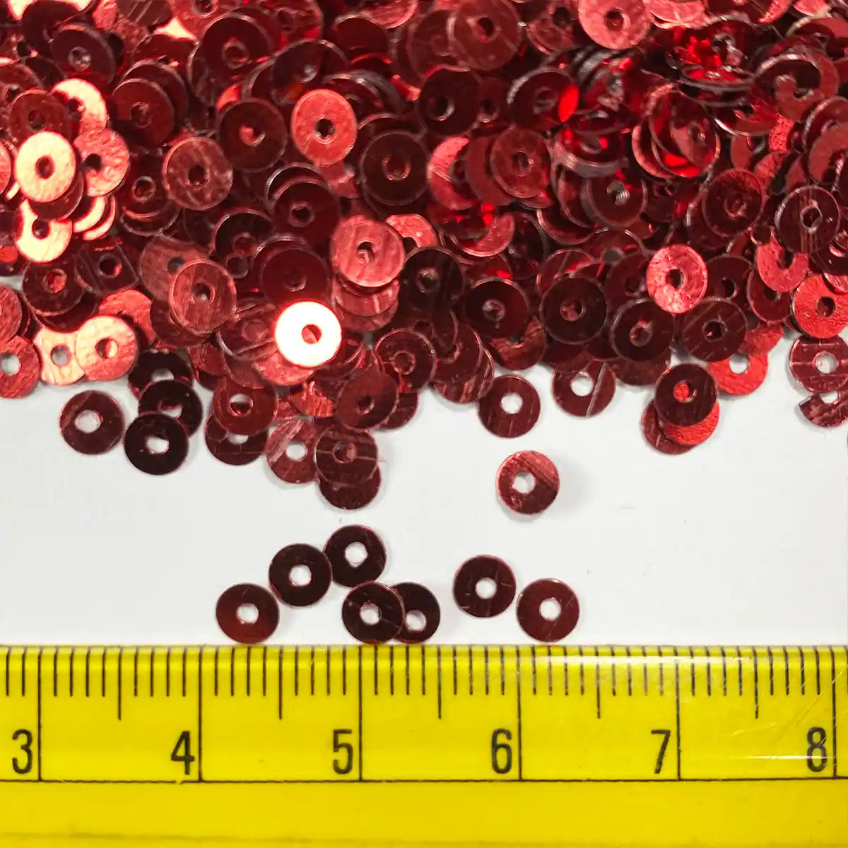 Round Shape Sewing Shiny Sequins Red Color 4MM (10grams)