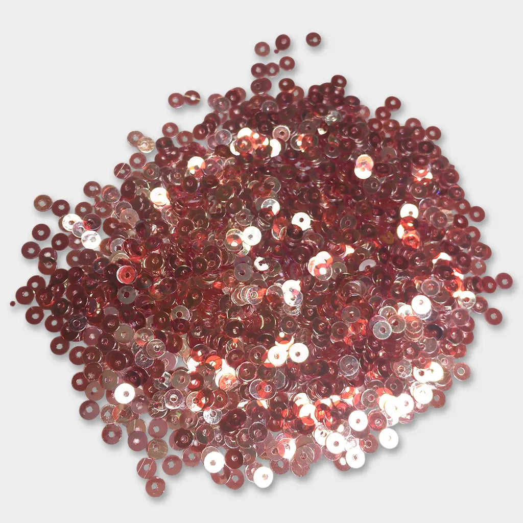 Round Shape Sewing Shiny Sequins Red with Silver or Rainbow Shade Color 4MM (10grams)