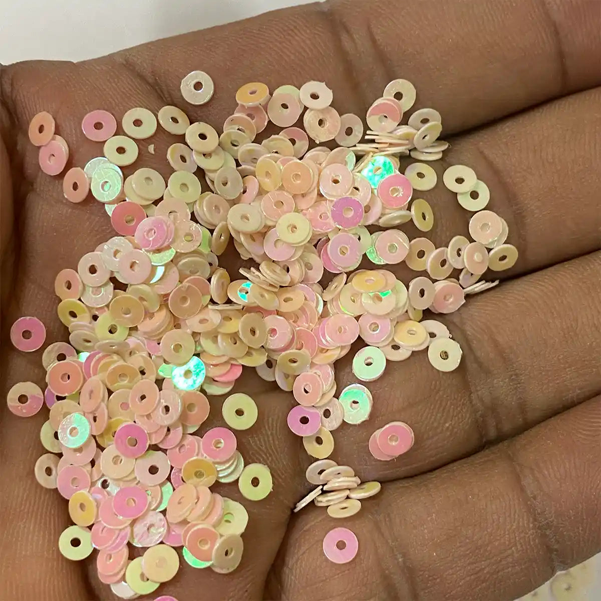 Round Shape Sewing Shiny or Rainbow Sequins Baby Pink Color 4MM (10grams)