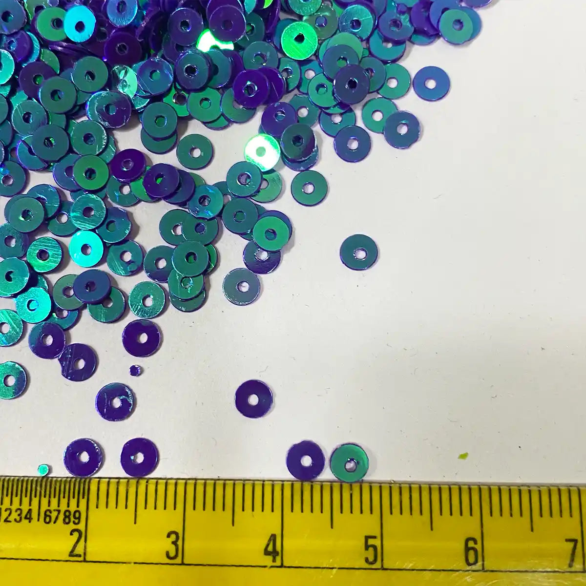 Round Shape Sewing Shiny or Rainbow Sequins Blue Violet Iridescent Color 4MM (10grams)